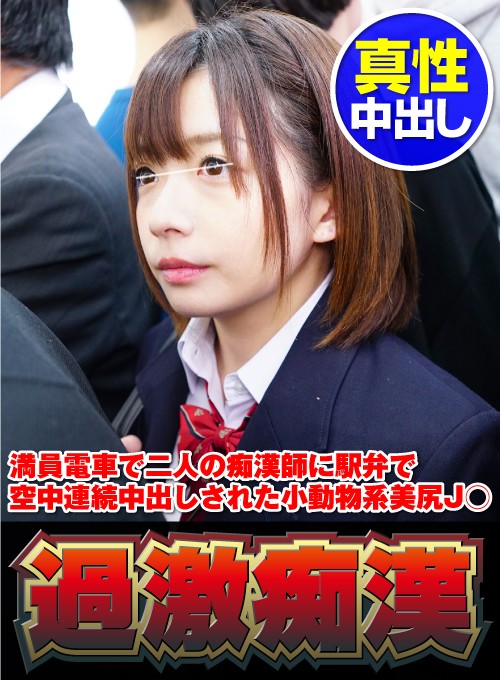 ＜JK＞ 満員電車で二人の痴●師に駅弁で空中連続中出しされた小動物系美...