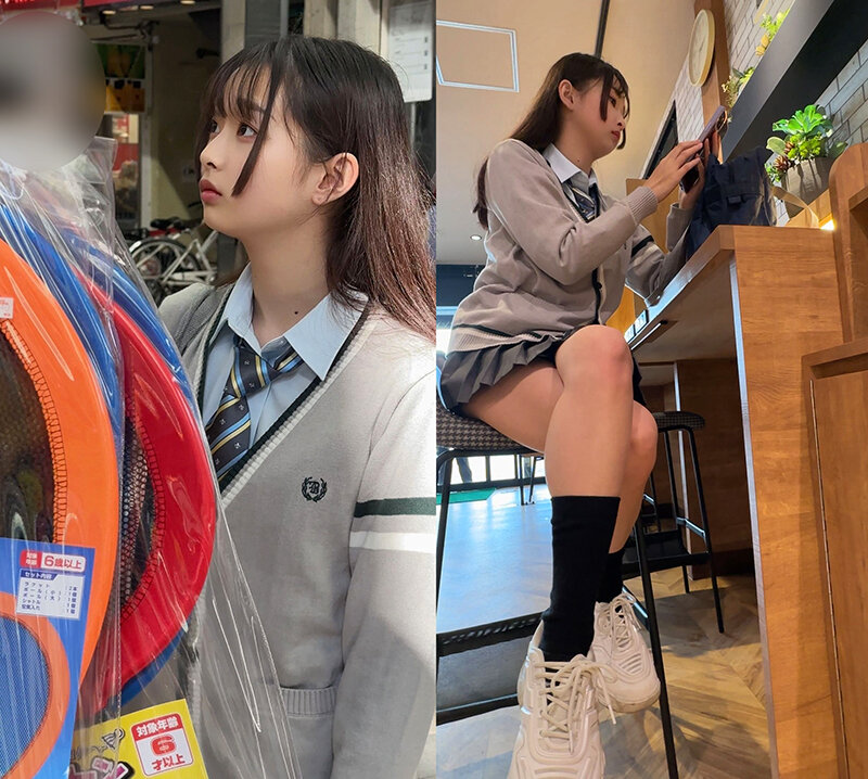 ＜JK＞ 街中ミニスカ観察 パンティワカメちゃん状態の学生2名 Tちゃ...